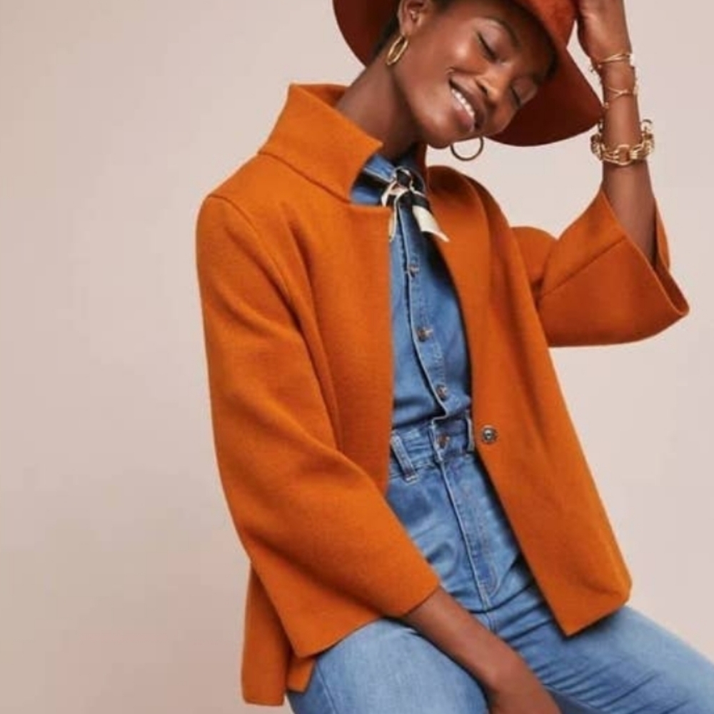 Moth x Anthropologie Carey Cardigan Sweater Blazer in Yam Small